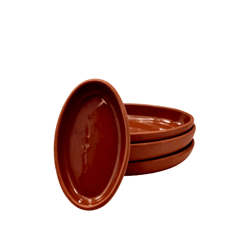Yarım Sırlı Oval Güveç